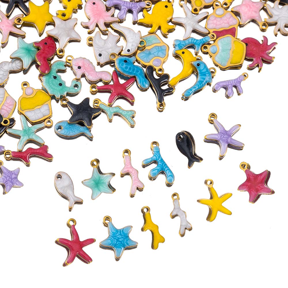 Marine Coral - Pendentifs en acier inoxydable, corail marin,