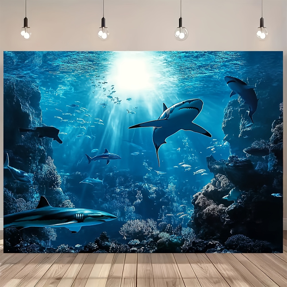 Ocean Aquarium - Tapisserie murale requin des profondeurs marines